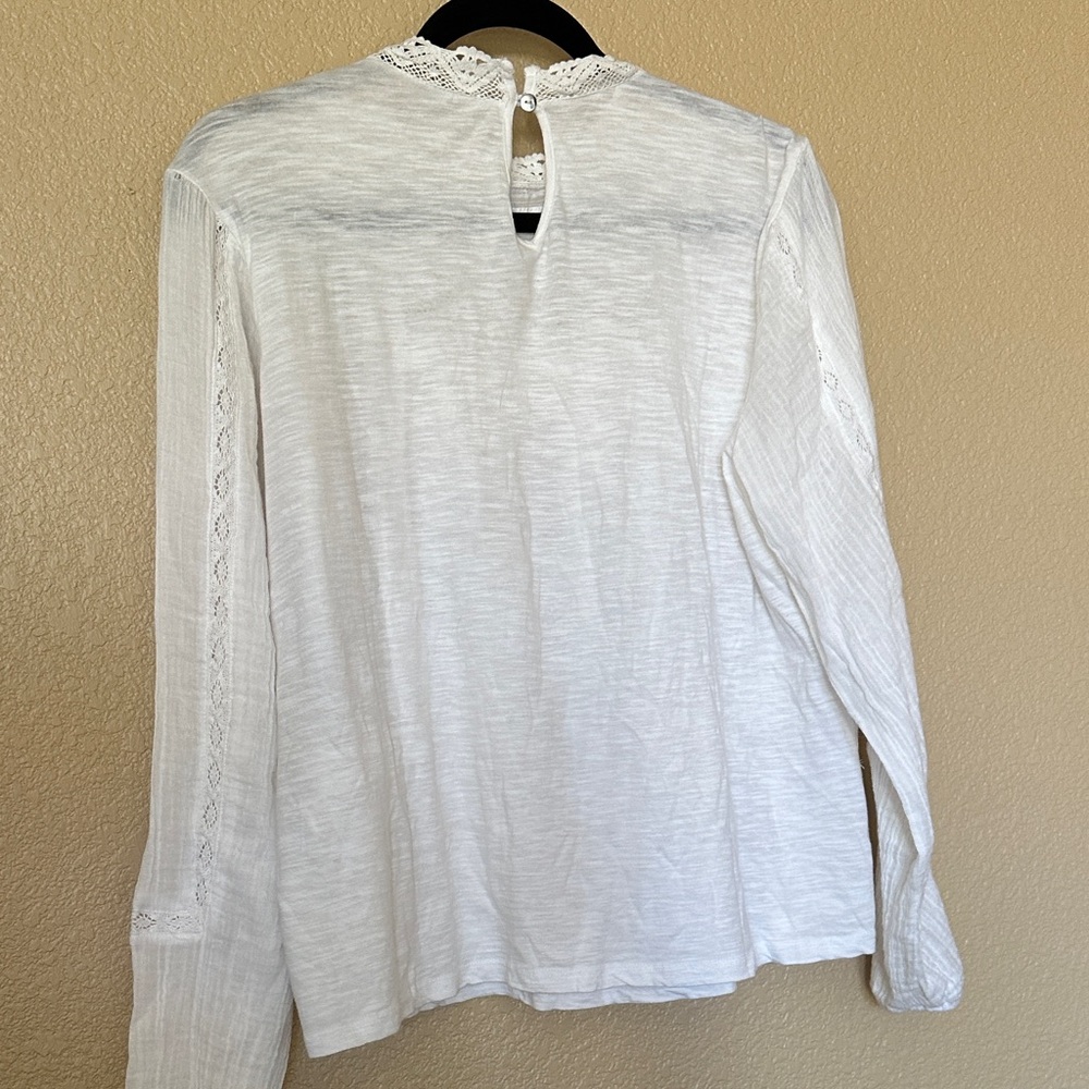 Lucky Brand Ivory Lace Detail Blouse - Picture 5 of 9